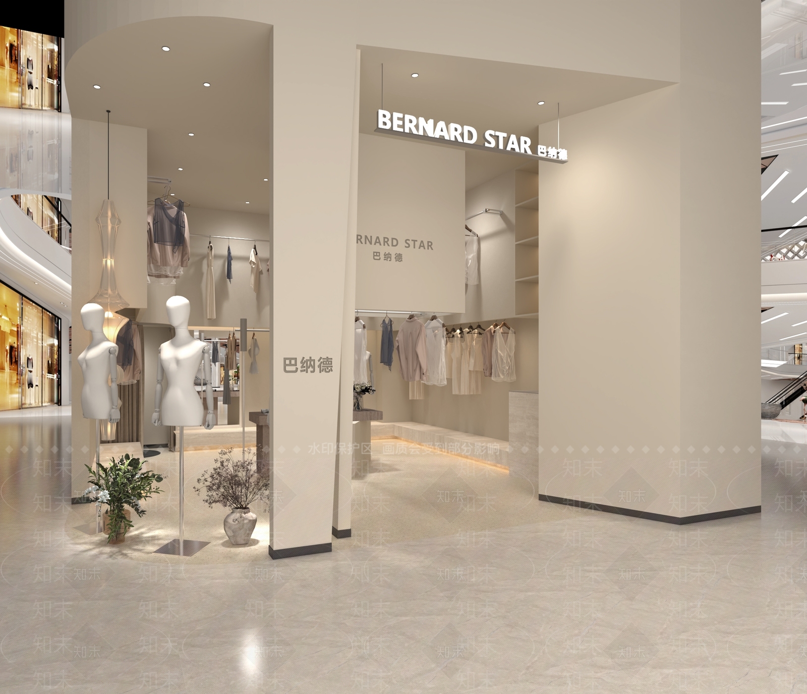奶油风服装店3D模型下载【ID:1229804396】
