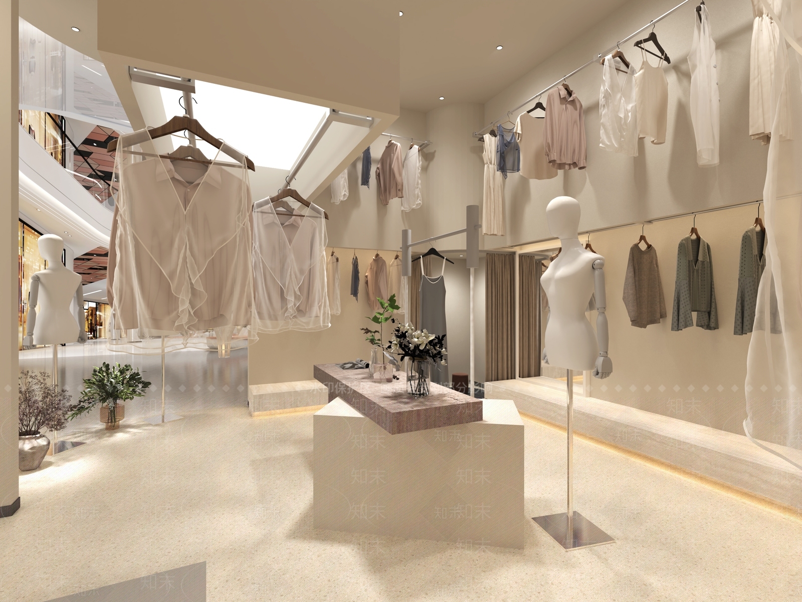 奶油风服装店3D模型下载【ID:1229804396】