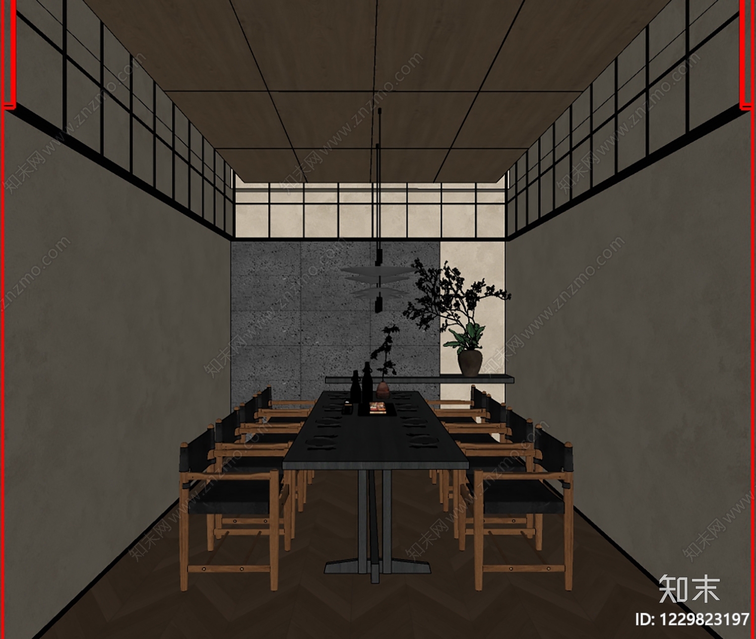 侘寂包厢SU模型下载【ID:1229823197】