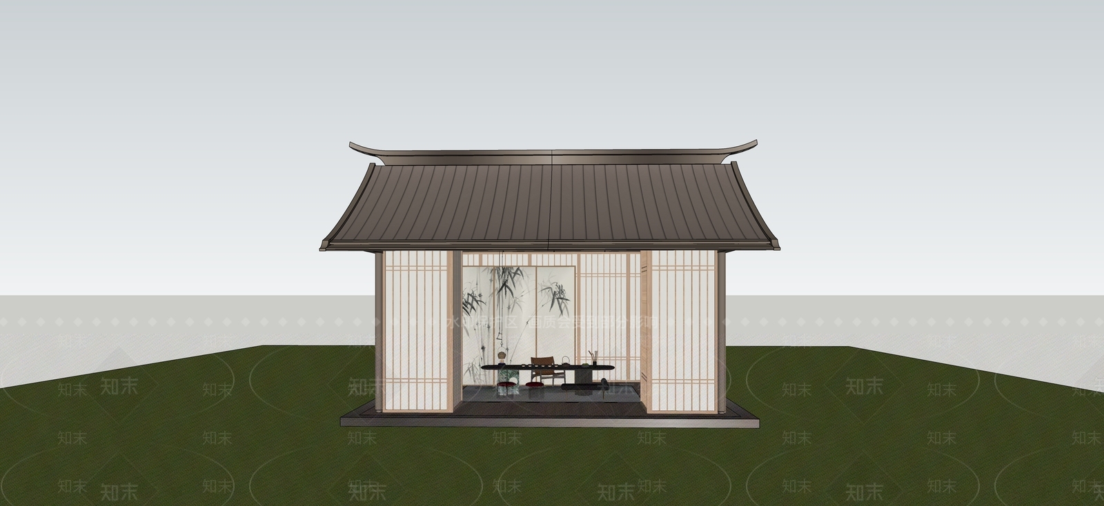 新中式亭子SU模型下载【ID:1229827437】