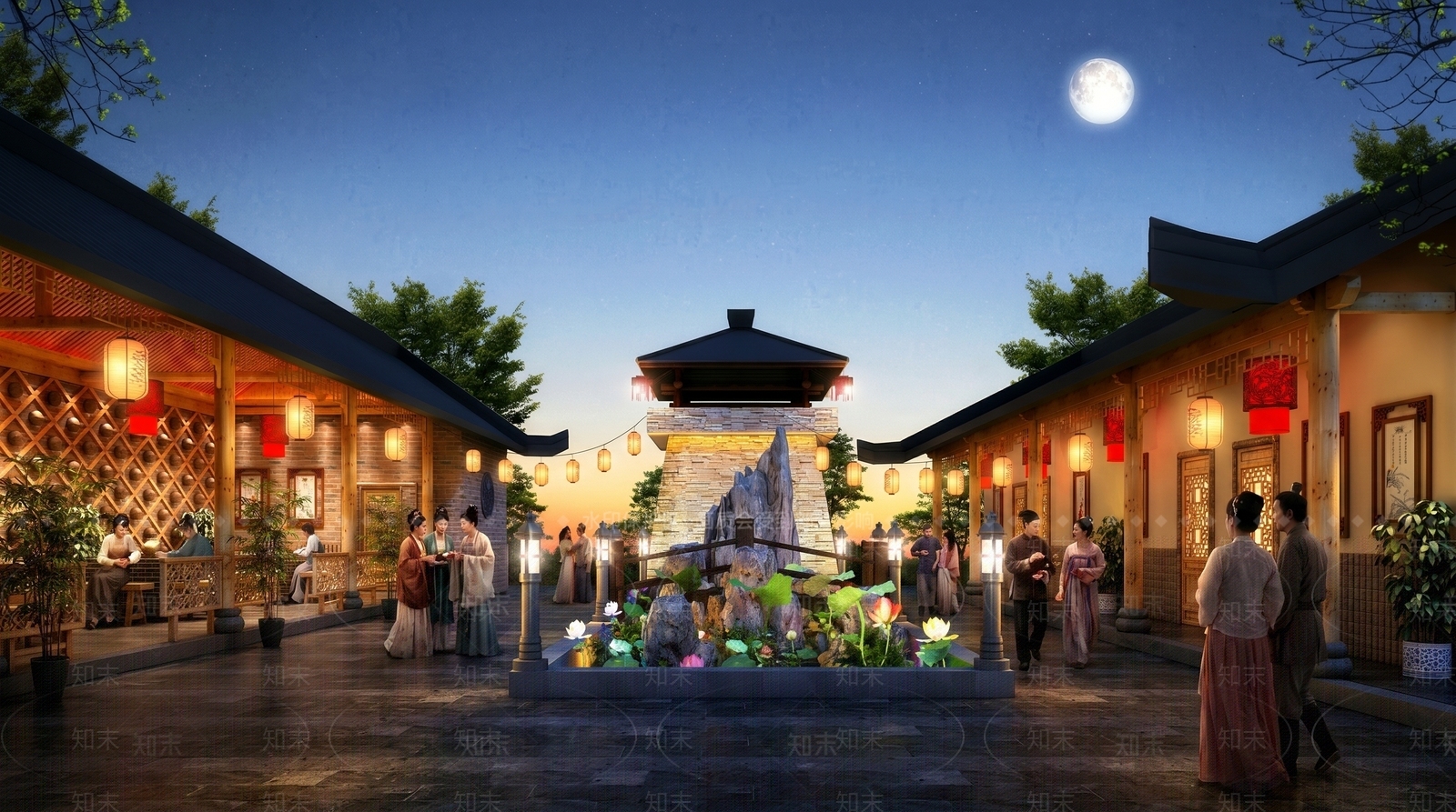中式古建文旅项目景观3D模型下载【ID:1229947438】