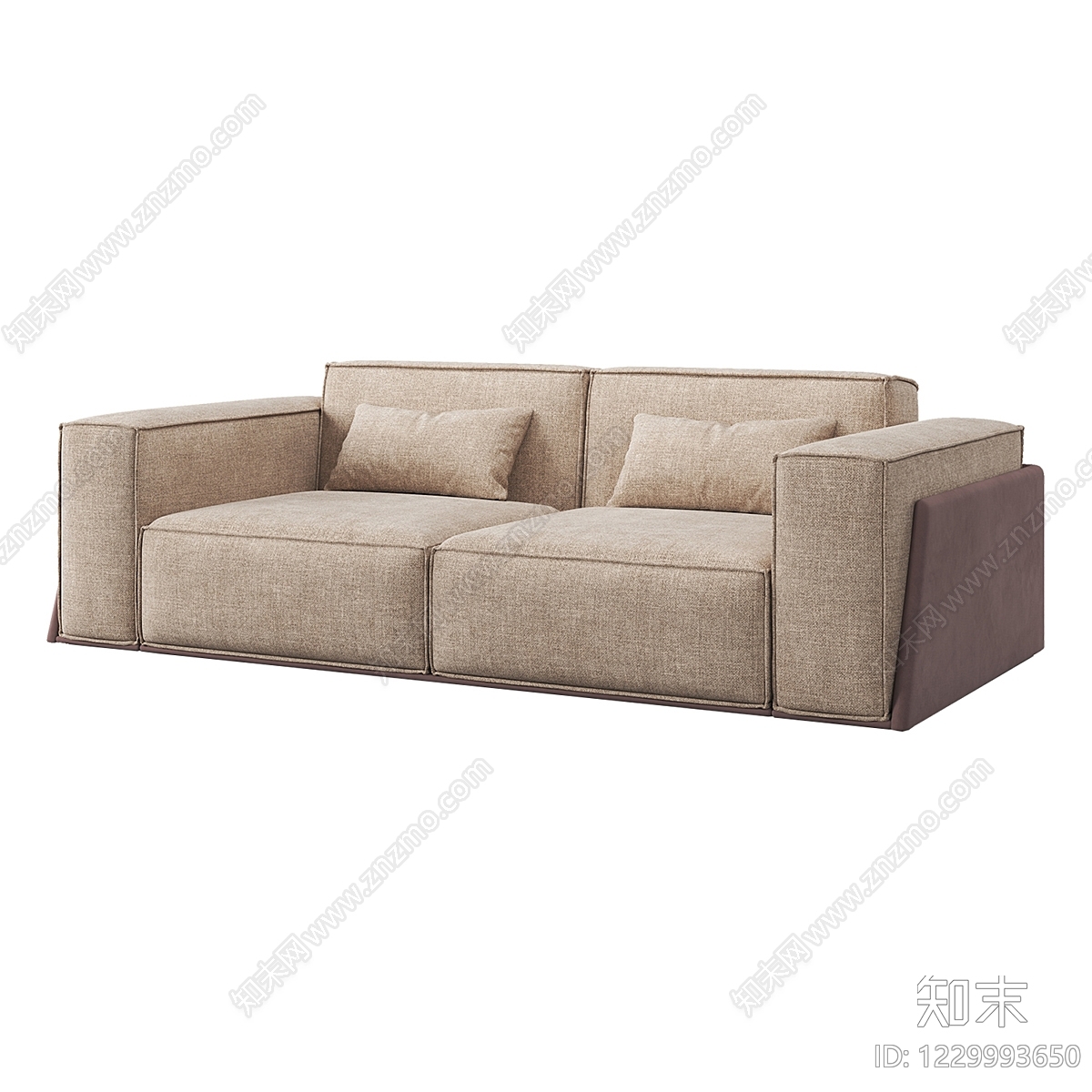 意式极简双人沙发3D模型下载【ID:1229993650】