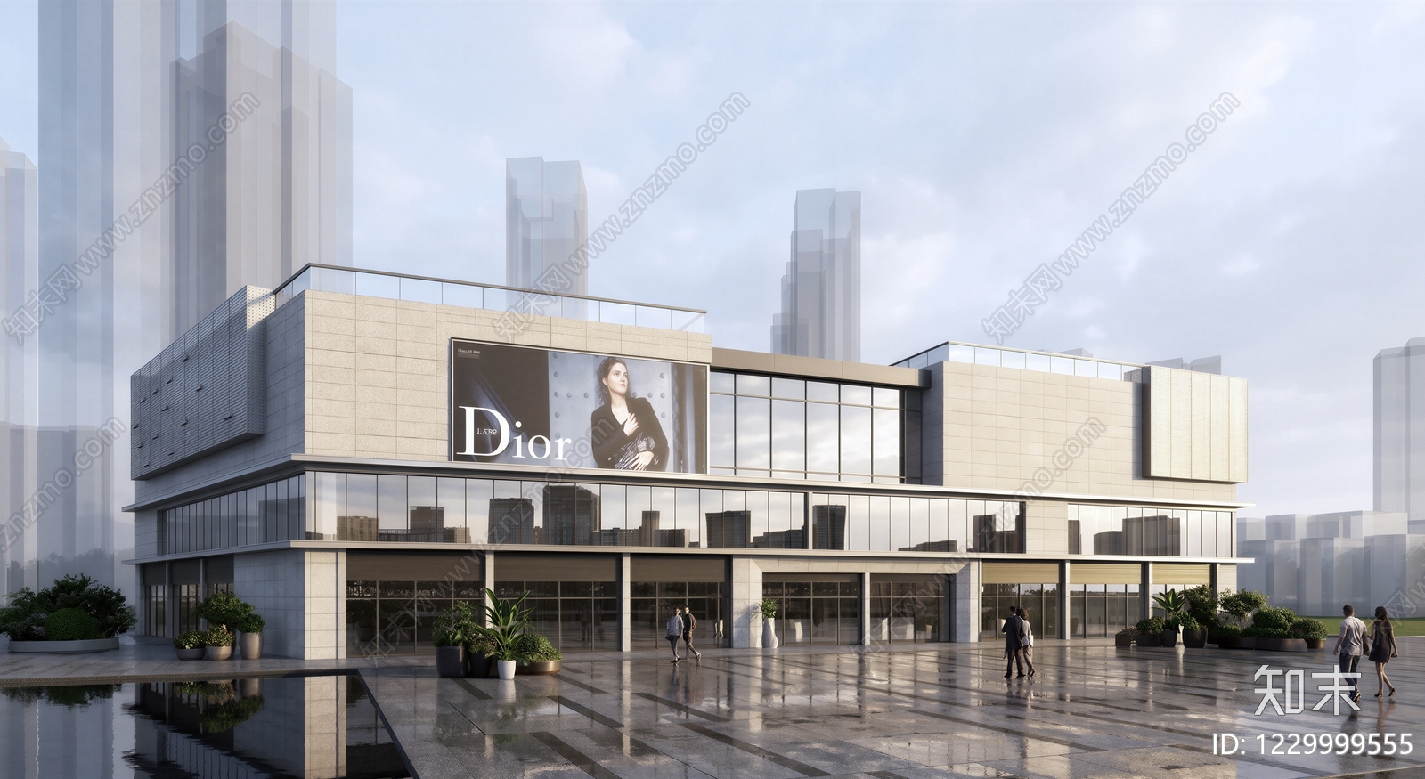 现代主义商场建筑SU模型下载【ID:1229999555】