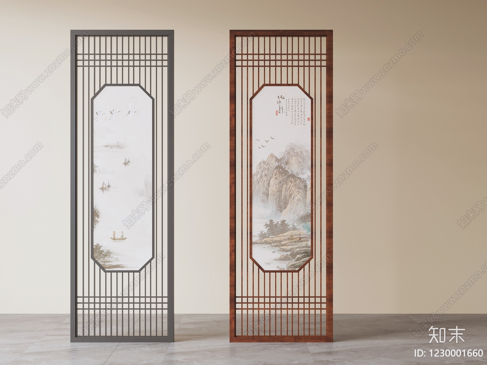 新中式隔断3D模型下载【ID:1230001660】
