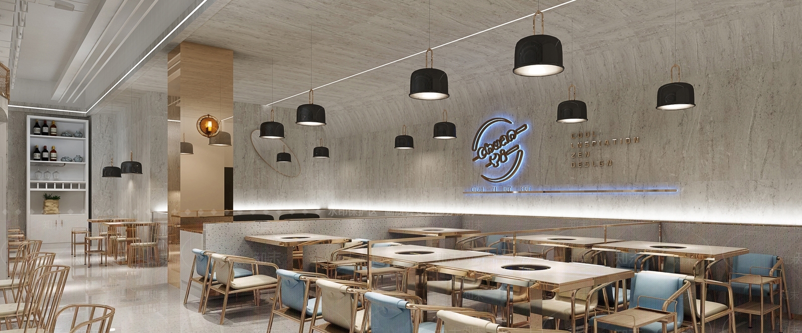 轻奢火锅店3D模型下载【ID:1230011670】