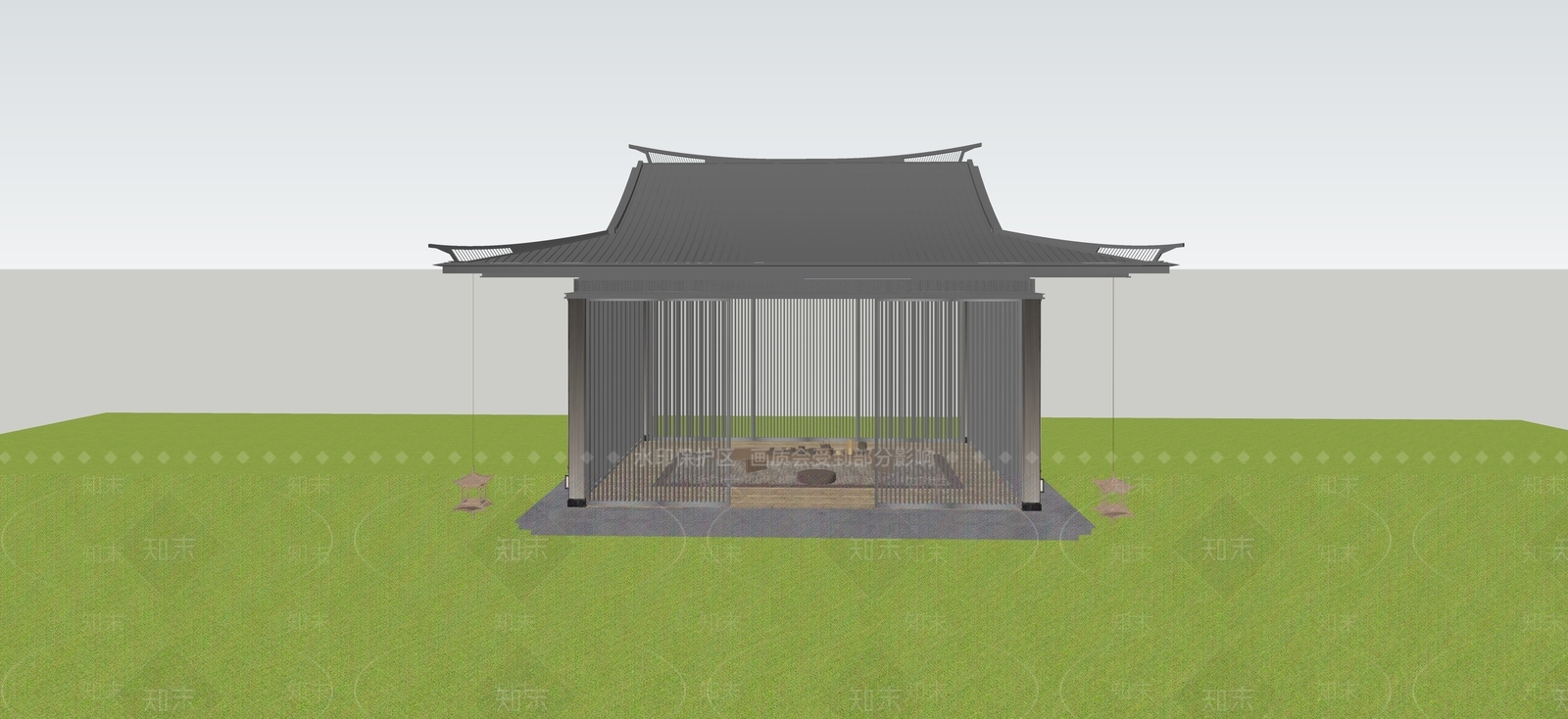 新中式亭子SU模型下载【ID:1230050627】