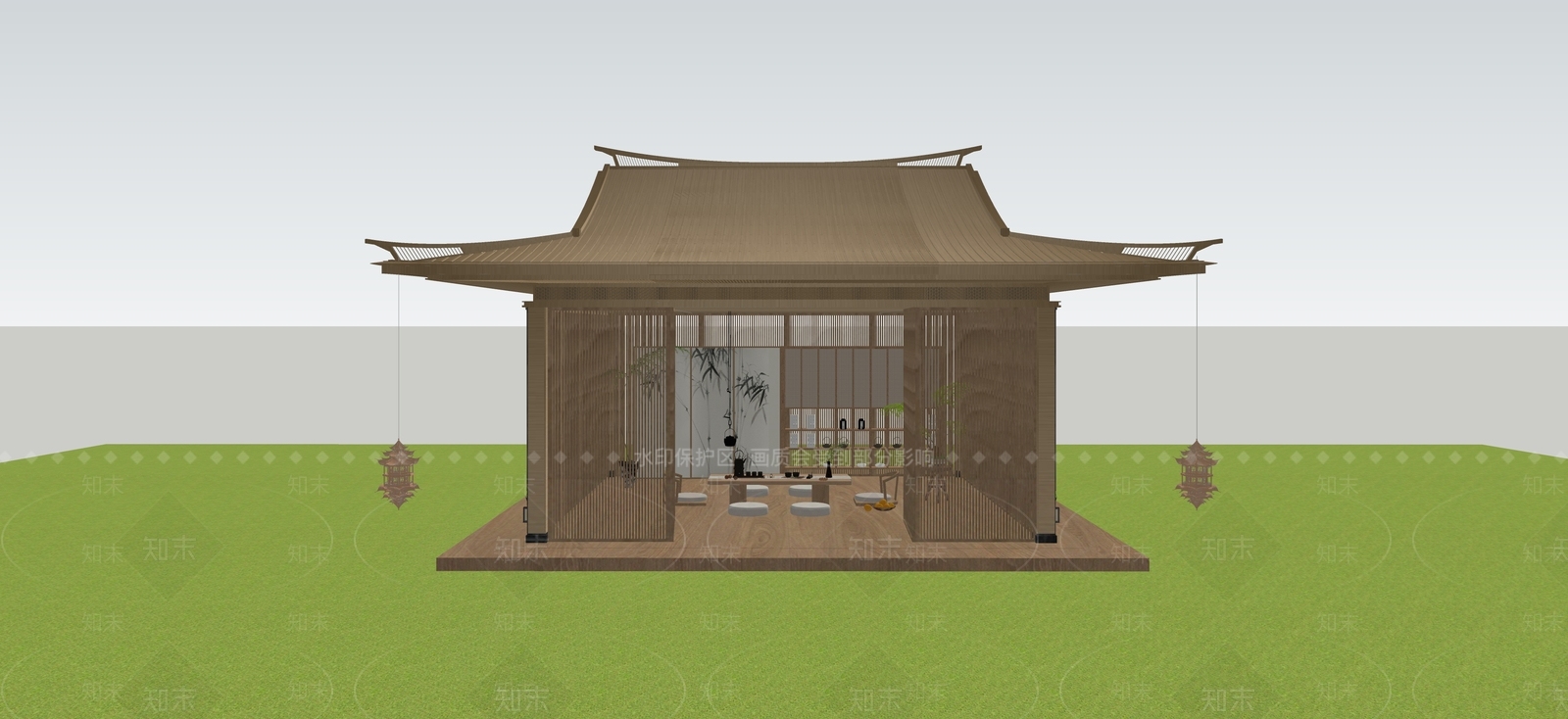 中式亭子SU模型下载【ID:1230051661】