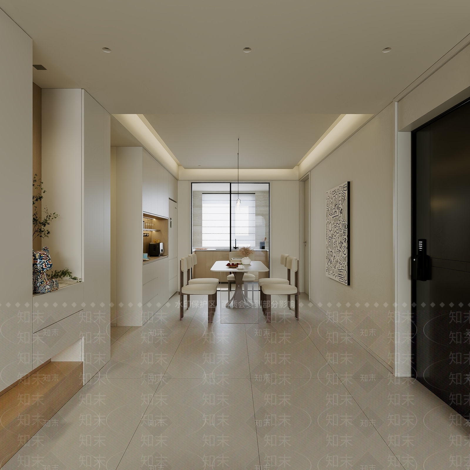 奶油风别墅客餐厅3D模型下载【ID:1230062710】