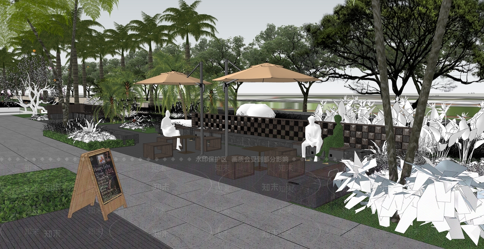 现代主义商业综合体景观SU模型下载【ID:1230063781】