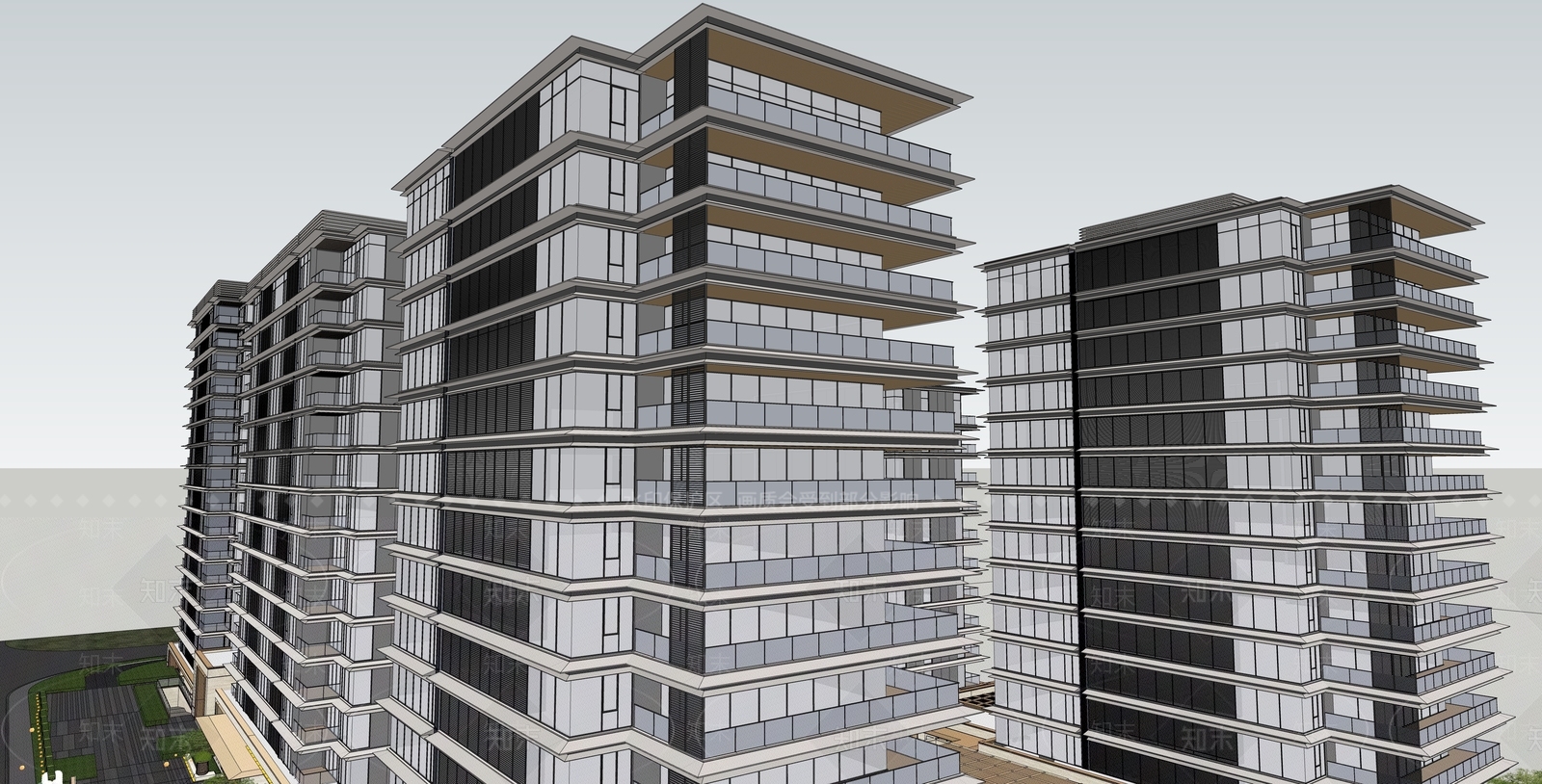 小区建筑SU模型下载【ID:1230064149】