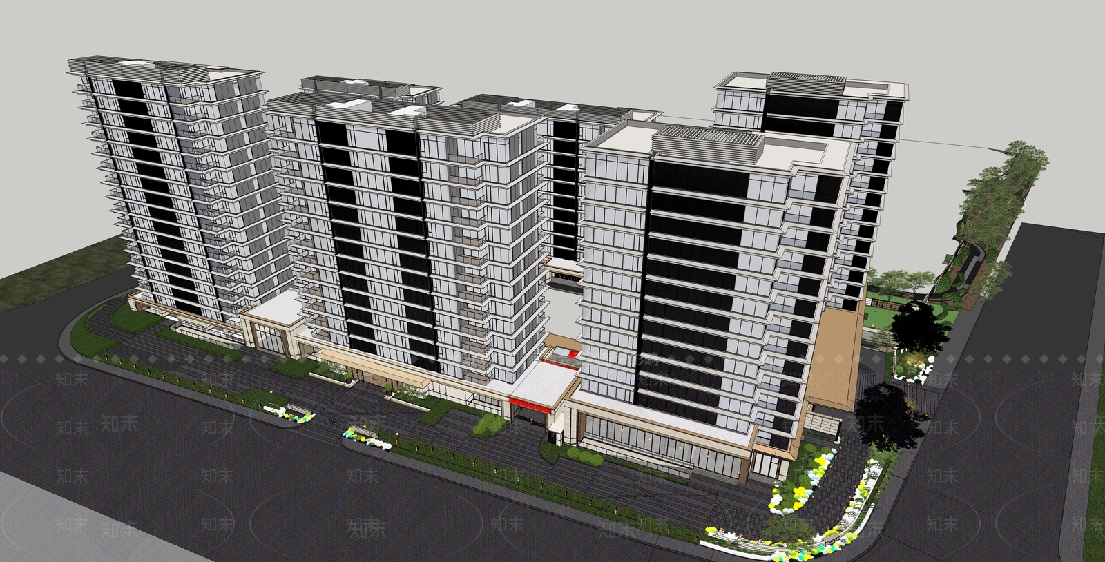 小区建筑SU模型下载【ID:1230064149】