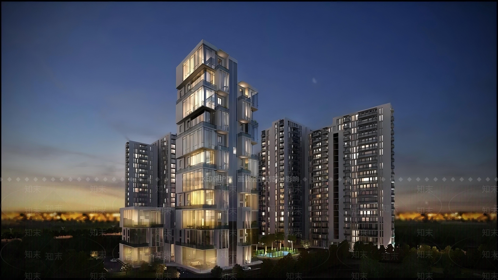 现代主义小高层住宅楼3D模型下载【ID:1230075988】