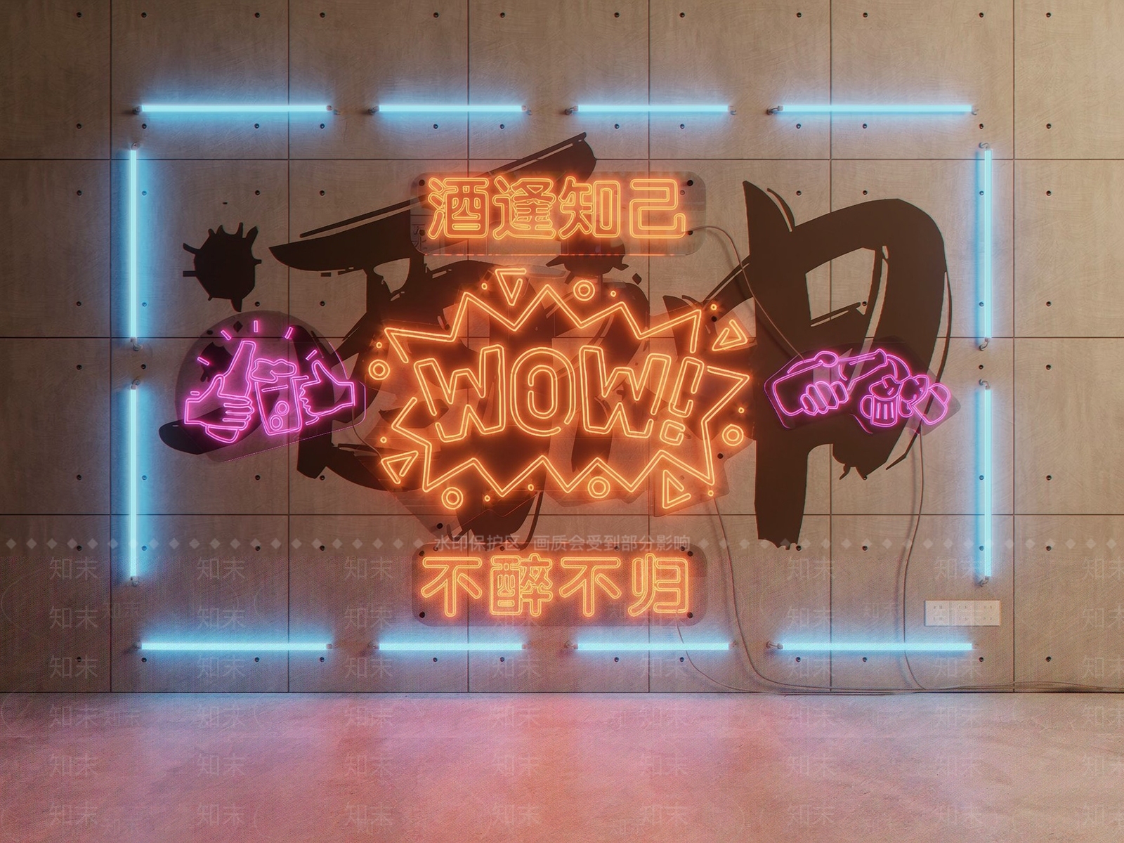 工业风霓虹灯SU模型下载【ID:1230080346】
