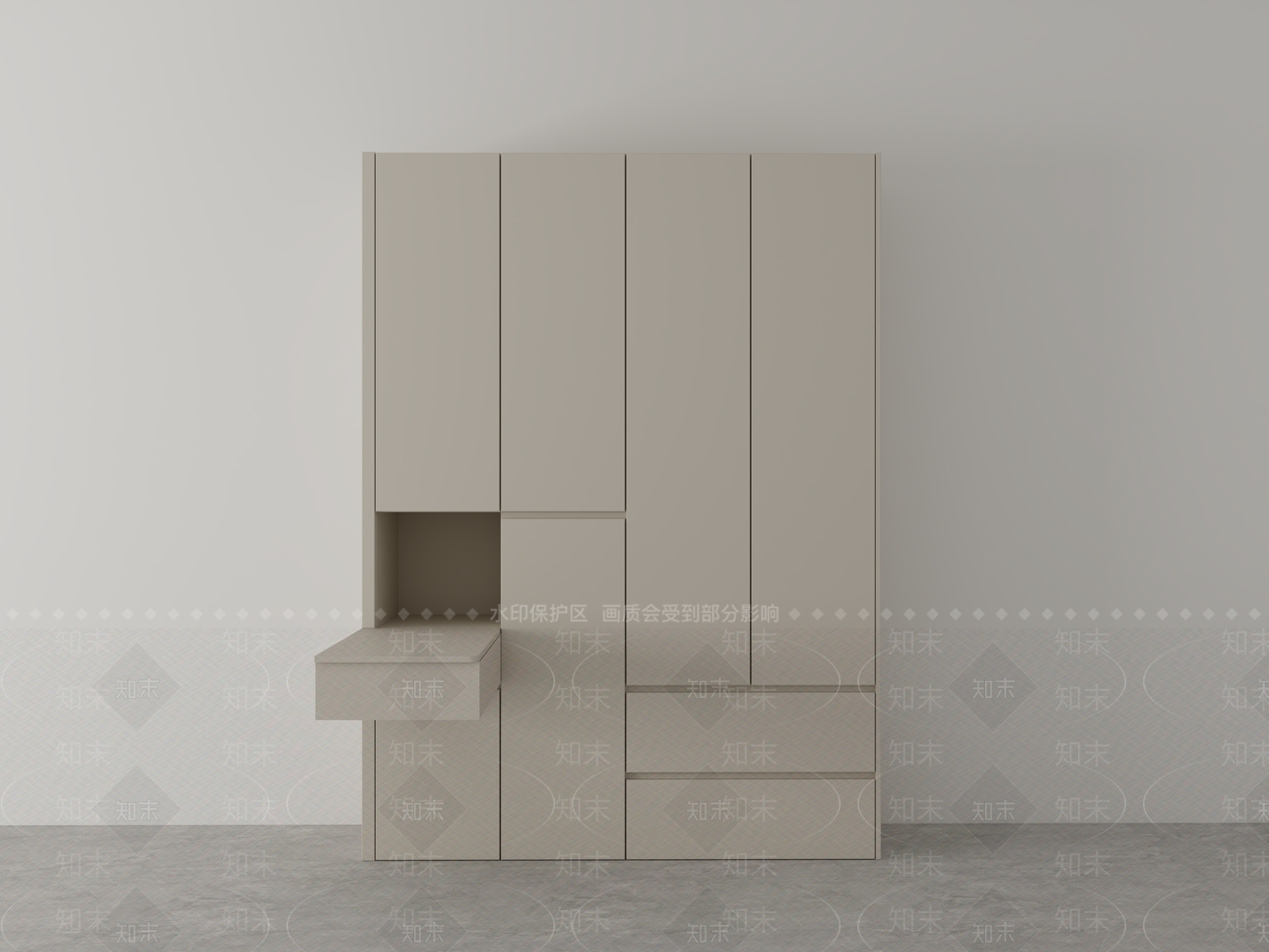 极简衣柜3D模型下载【ID:1230081768】