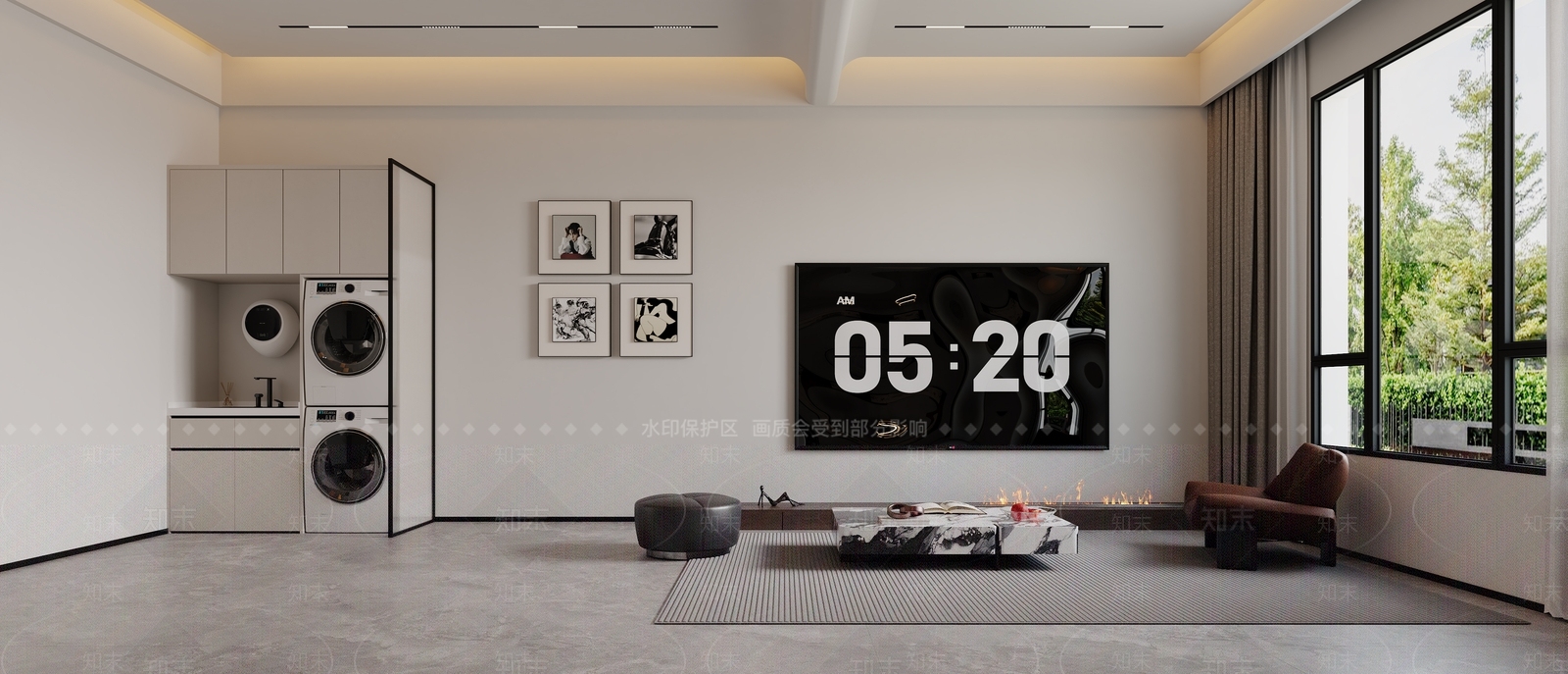 新中式佛堂3D模型渲染效果图
