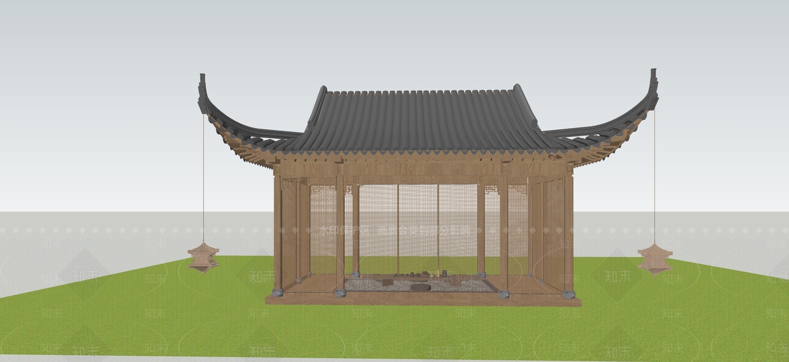中式古建亭子SU模型下载【ID:1230083489】