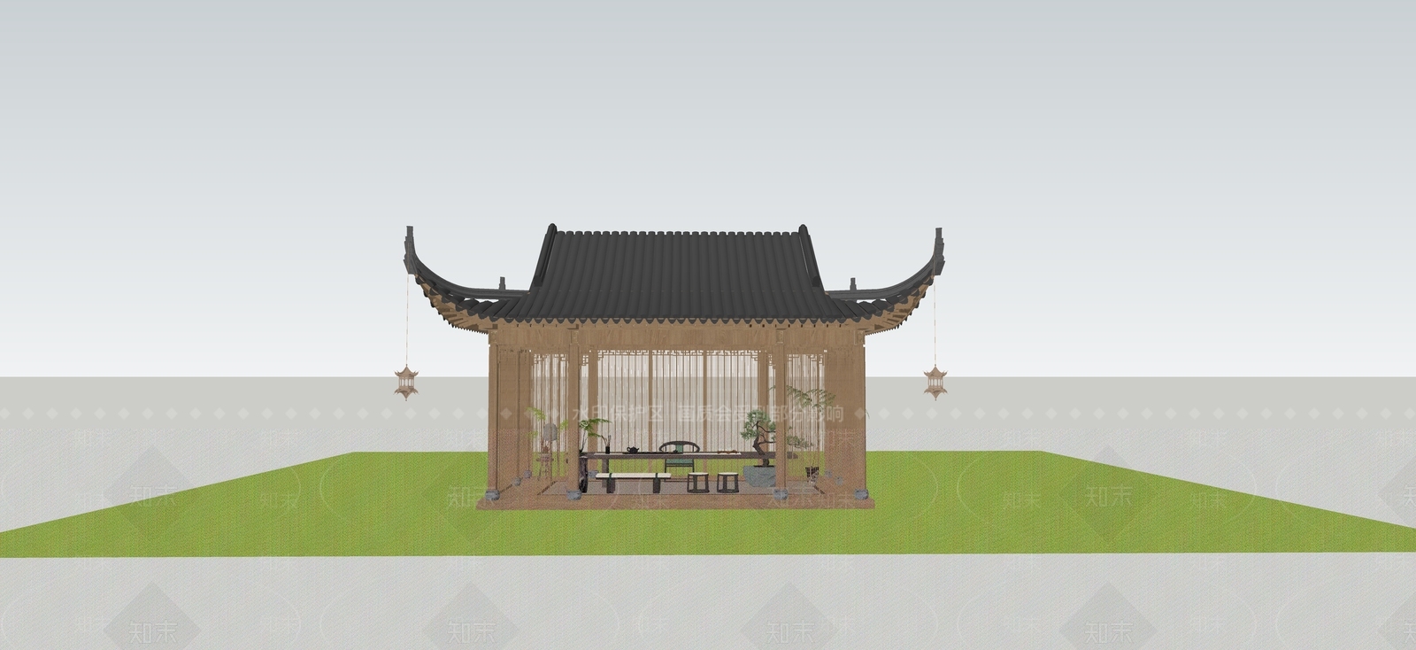 中式古建亭子SU模型下载【ID:1230086403】