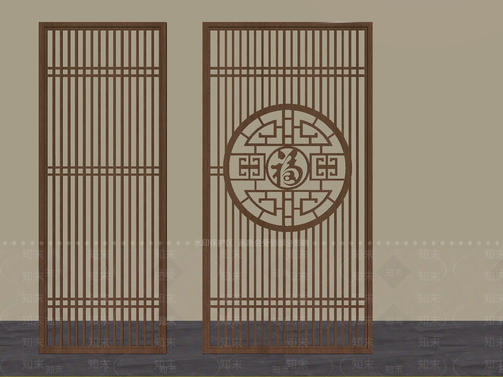 新中式隔断SU模型下载【ID:1230431221】