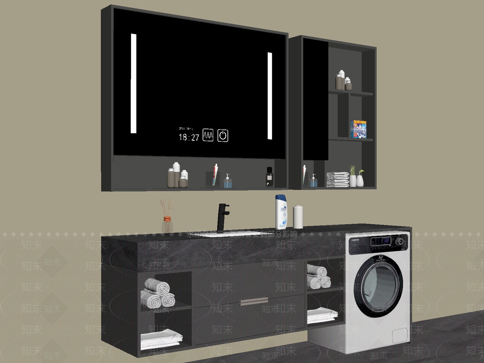现代简约浴室柜SU模型下载【ID:1230432205】