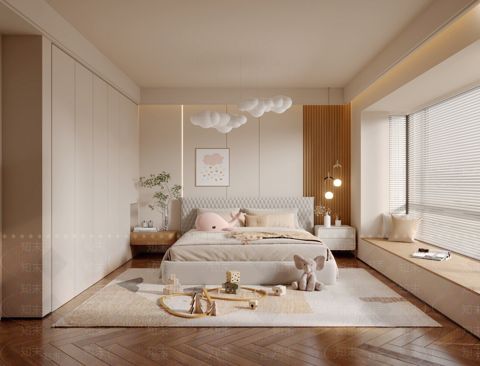 奶油风女孩房3D模型下载【ID:1230434132】
