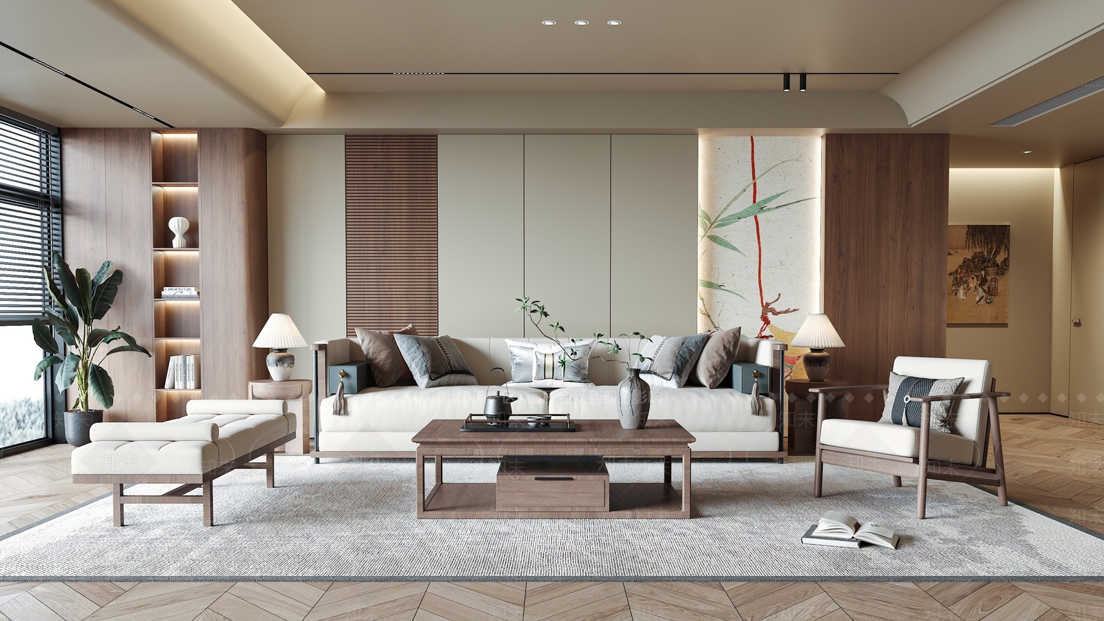 新中式宋式客厅3D模型下载【ID:1230438494】