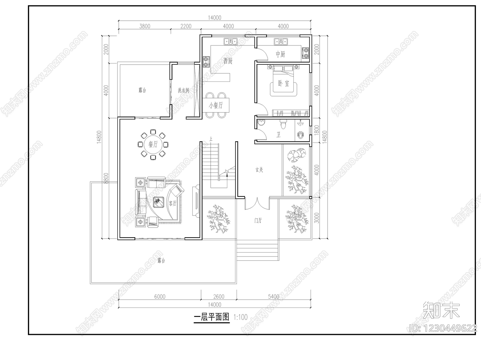 别墅建筑cad施工图下载【ID:1230449622】