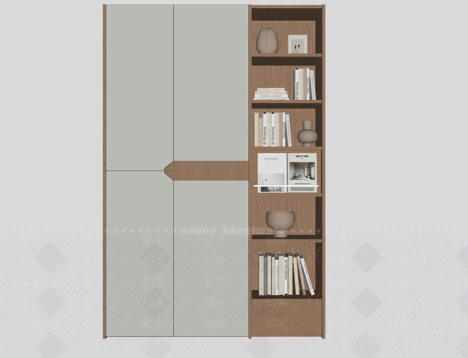 原木风展柜SU模型下载【ID:1230458275】