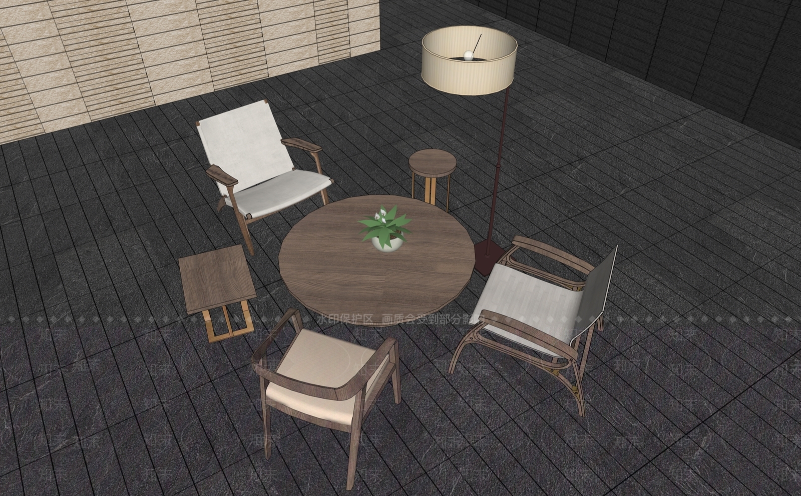新中式休闲桌椅SU模型下载【ID:1230482986】