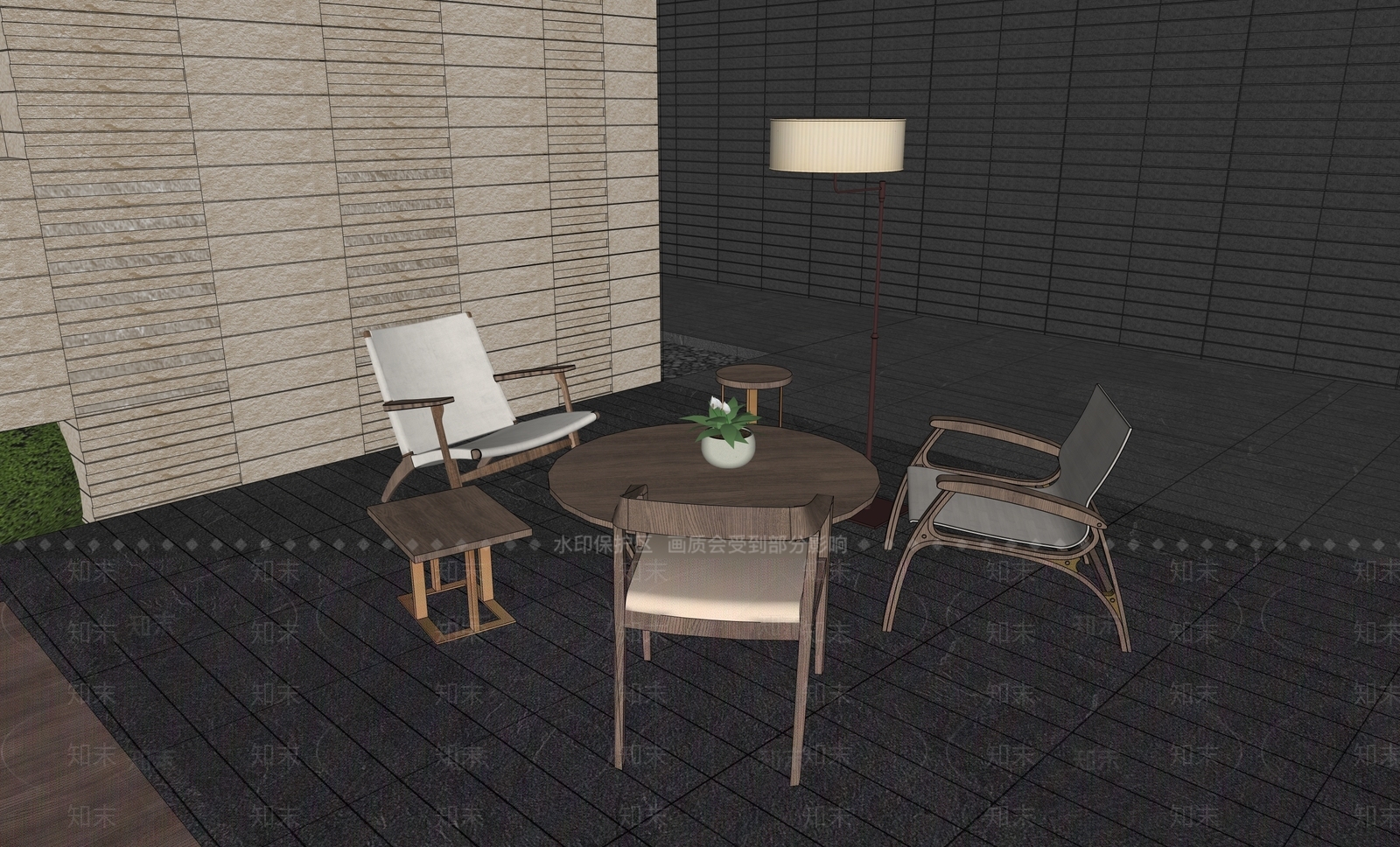 新中式休闲桌椅SU模型下载【ID:1230482986】