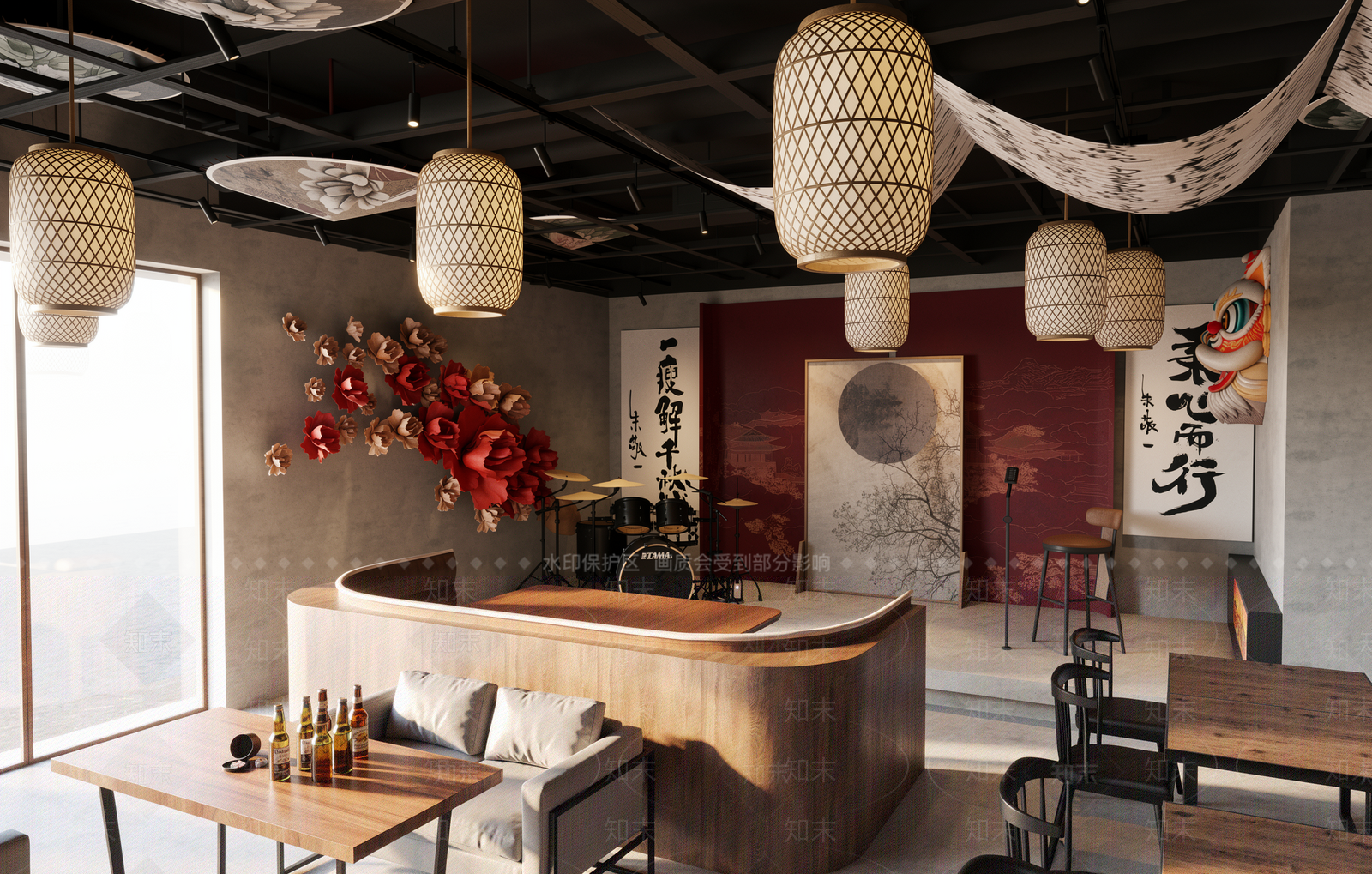 新中式酒馆SU模型下载【ID:1230485789】