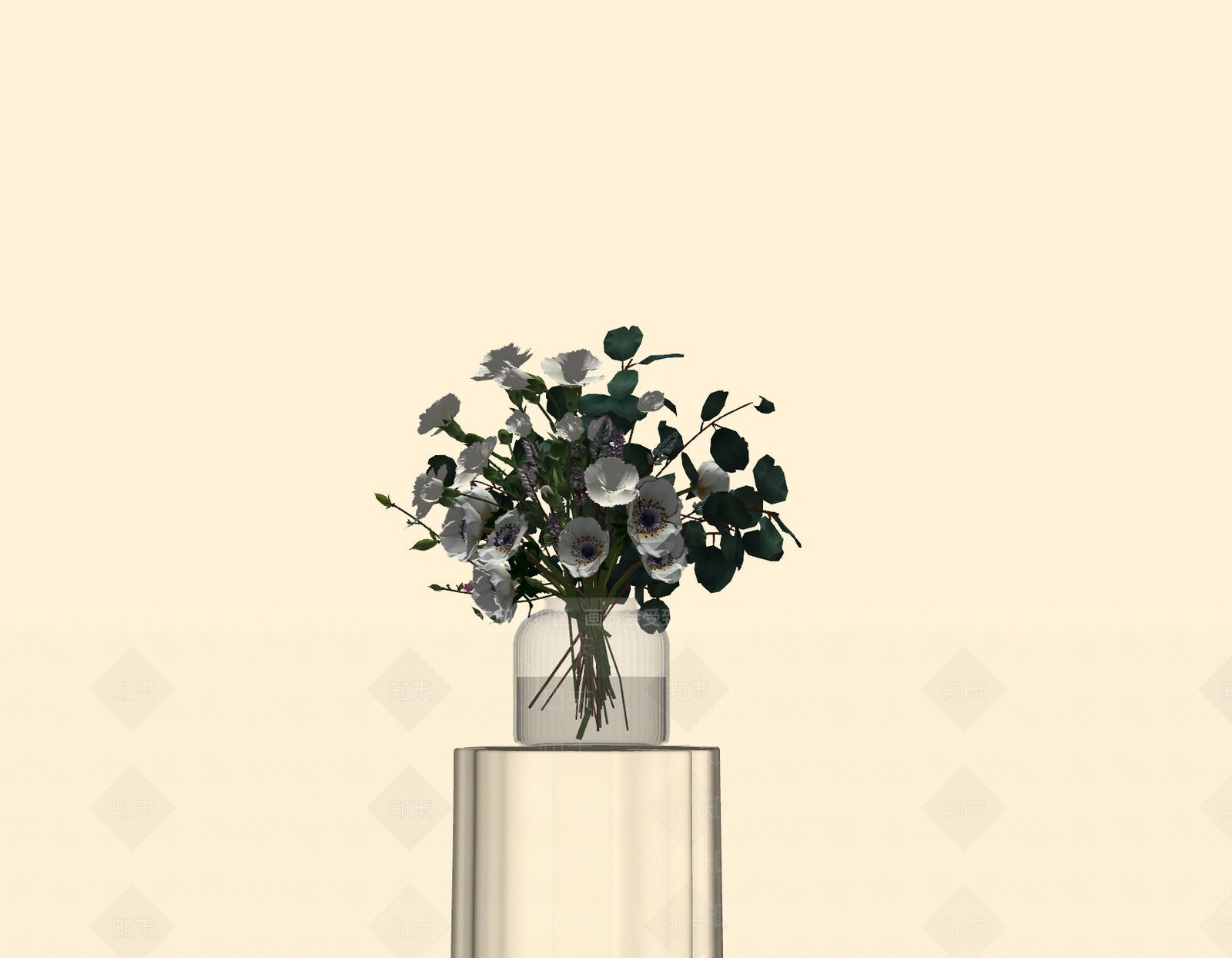 奶油风花艺SU模型下载【ID:1230489766】