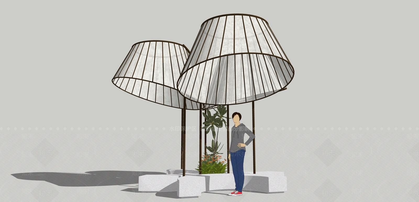 现代城市广场装置SU模型下载【ID:1230495348】