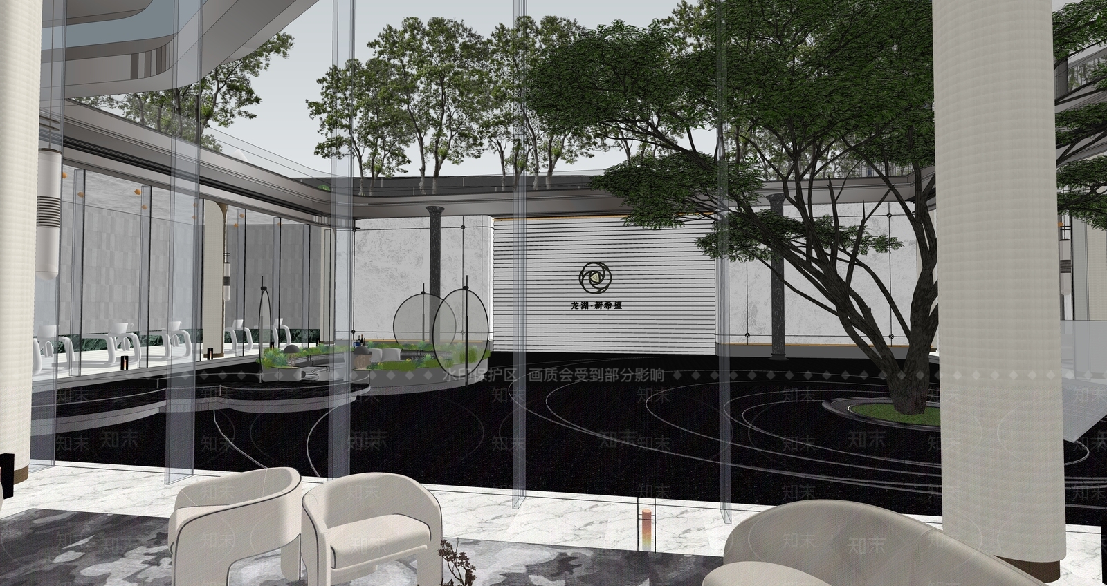 现代小区景观SU模型下载【ID:1230496897】
