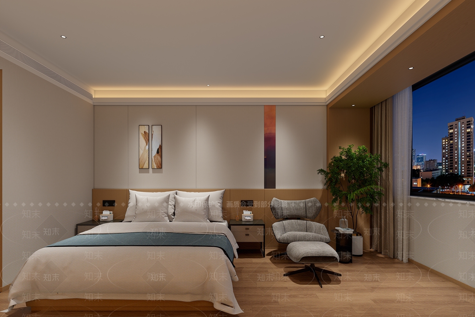新中式酒店客房3D模型下载【ID:1230499311】