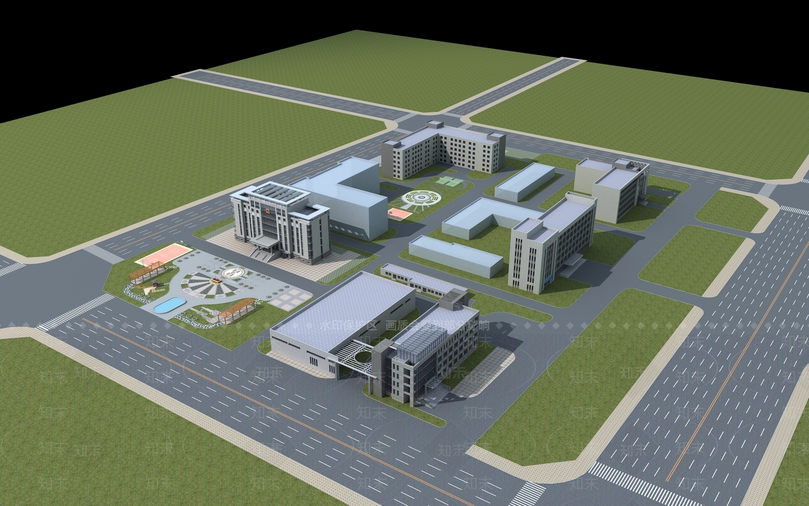 现代主义鸟瞰规划3D模型下载【ID:1230505243】