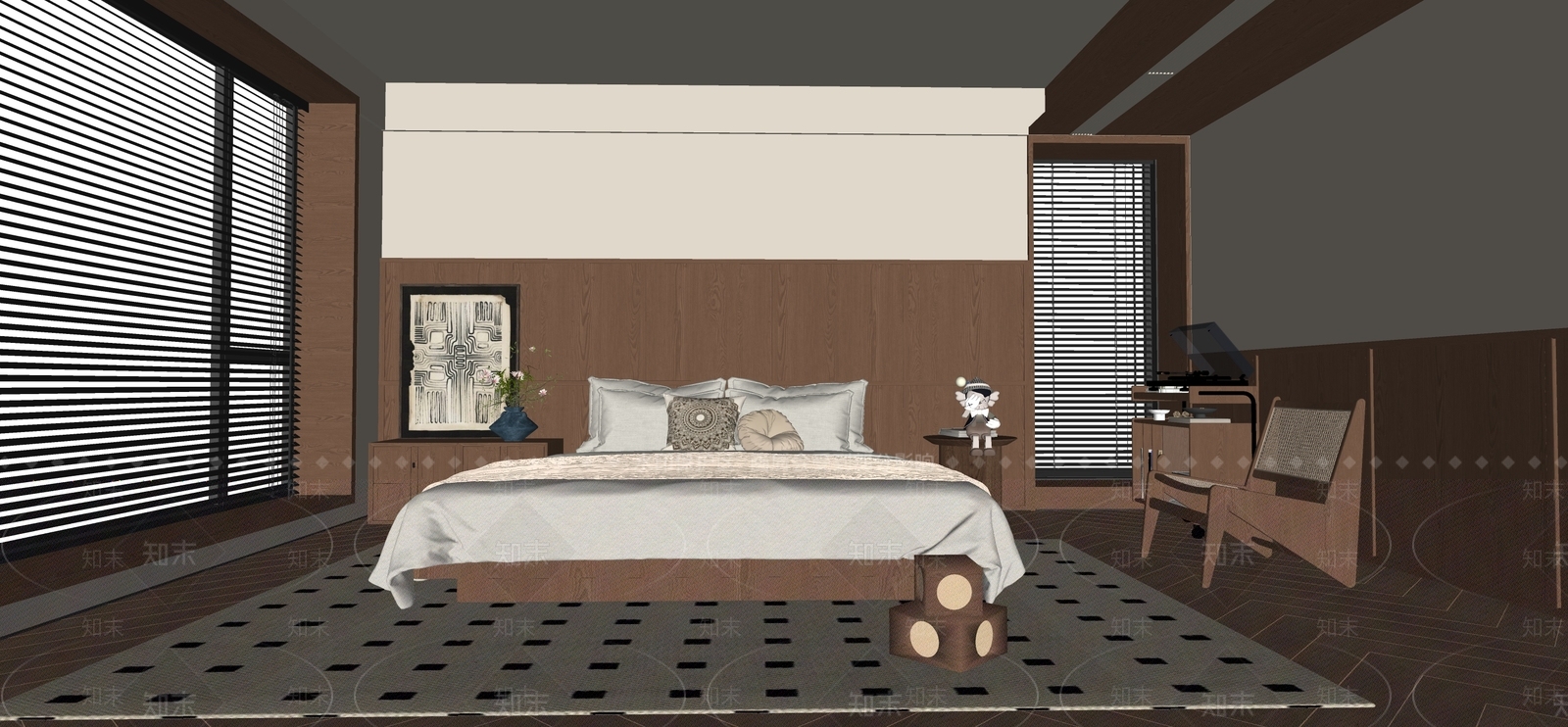 中古风主卧SU模型下载【ID:1230511864】