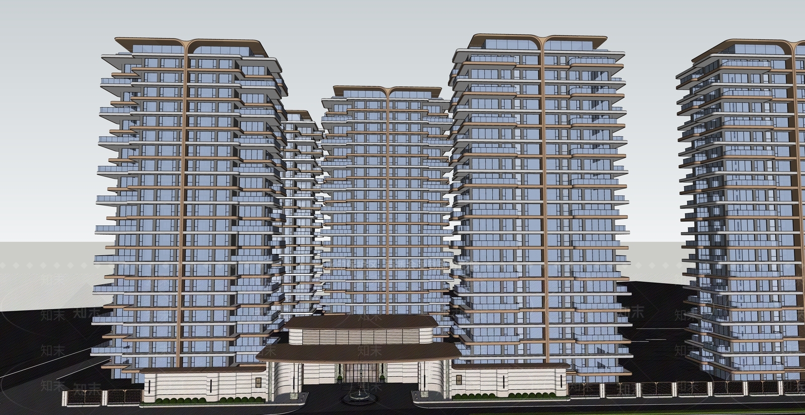 现代主义小区建筑SU模型下载【ID:1230520698】