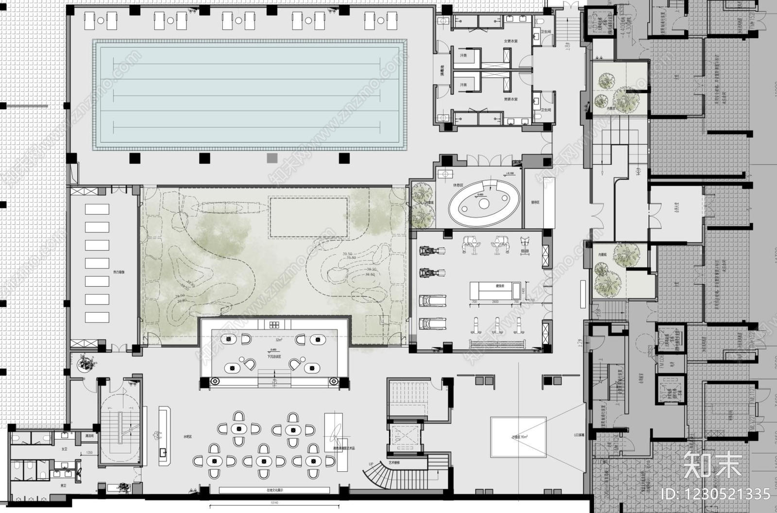 会所cad施工图下载【ID:1230521335】