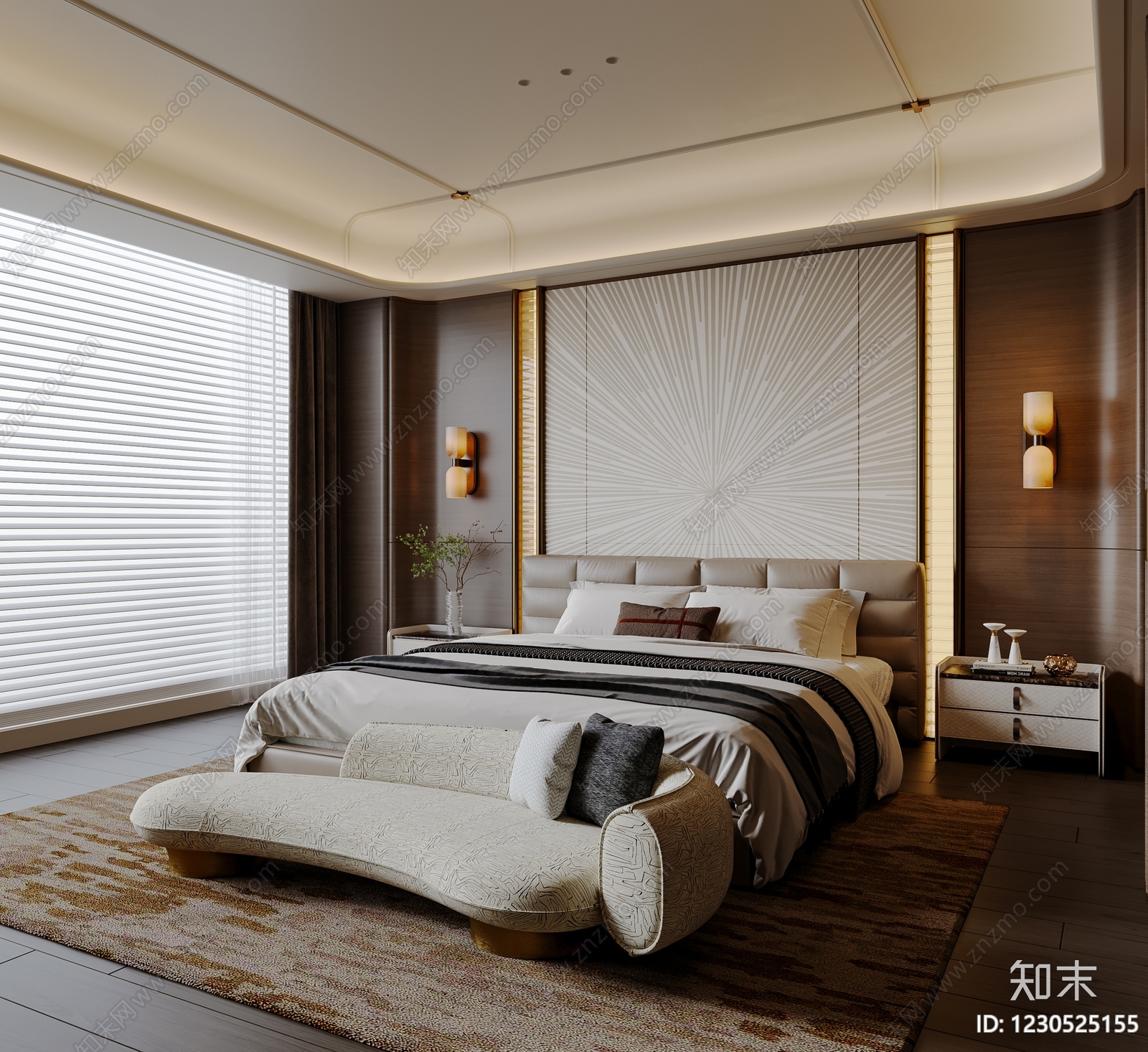 轻奢主卧3D模型下载【ID:1230525155】
