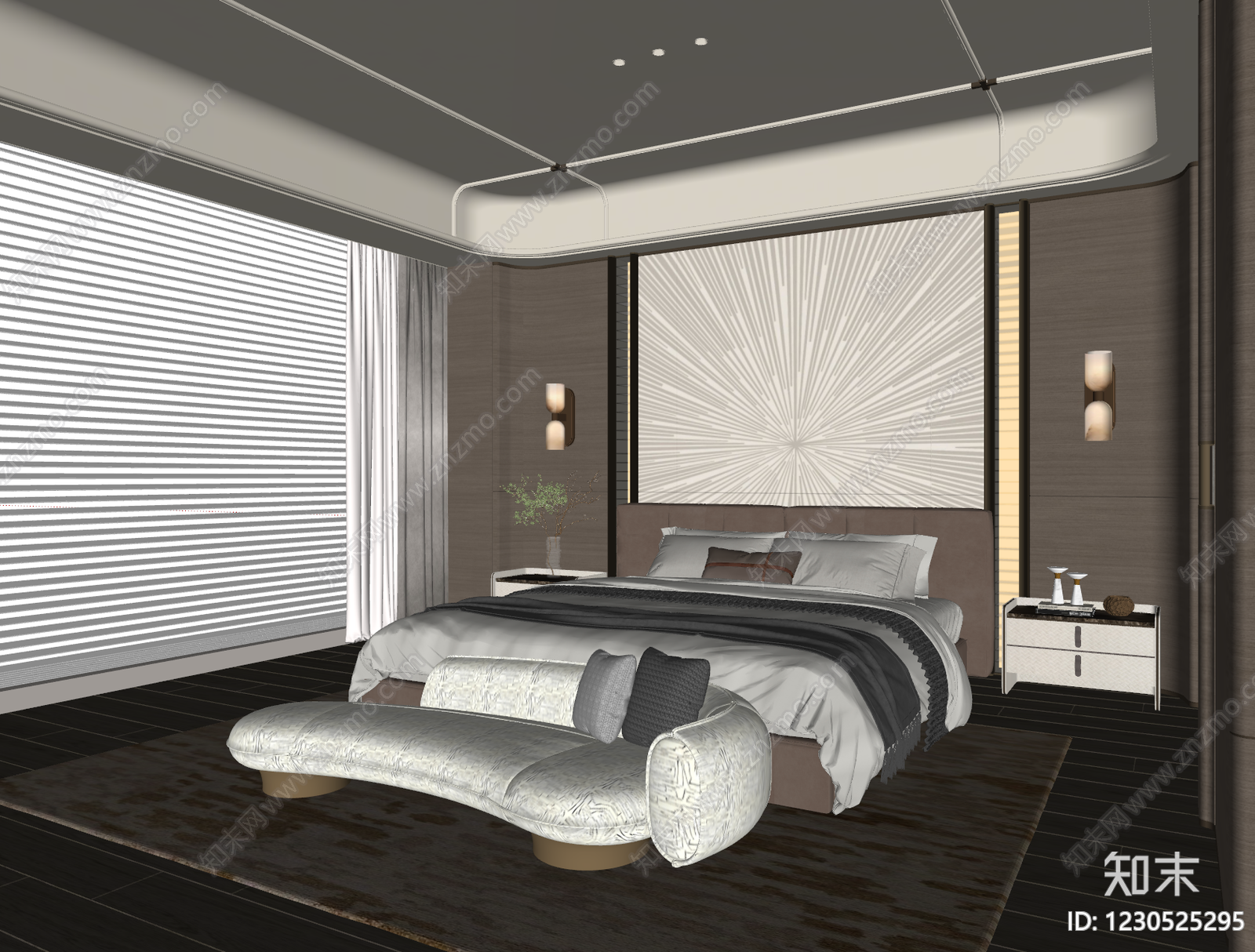 轻奢主卧SU模型下载【ID:1230525295】