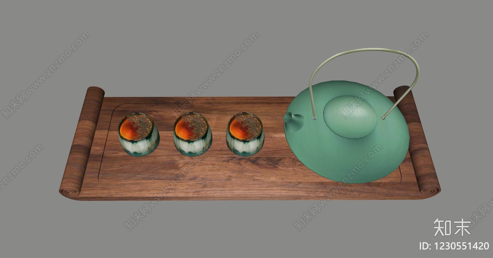 新中式茶具SU模型下载【ID:1230551420】