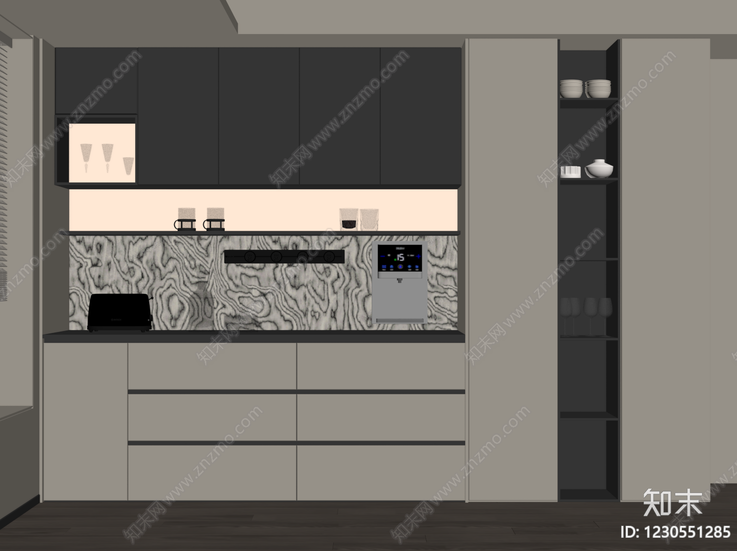 现代简约餐边柜SU模型下载【ID:1230551285】