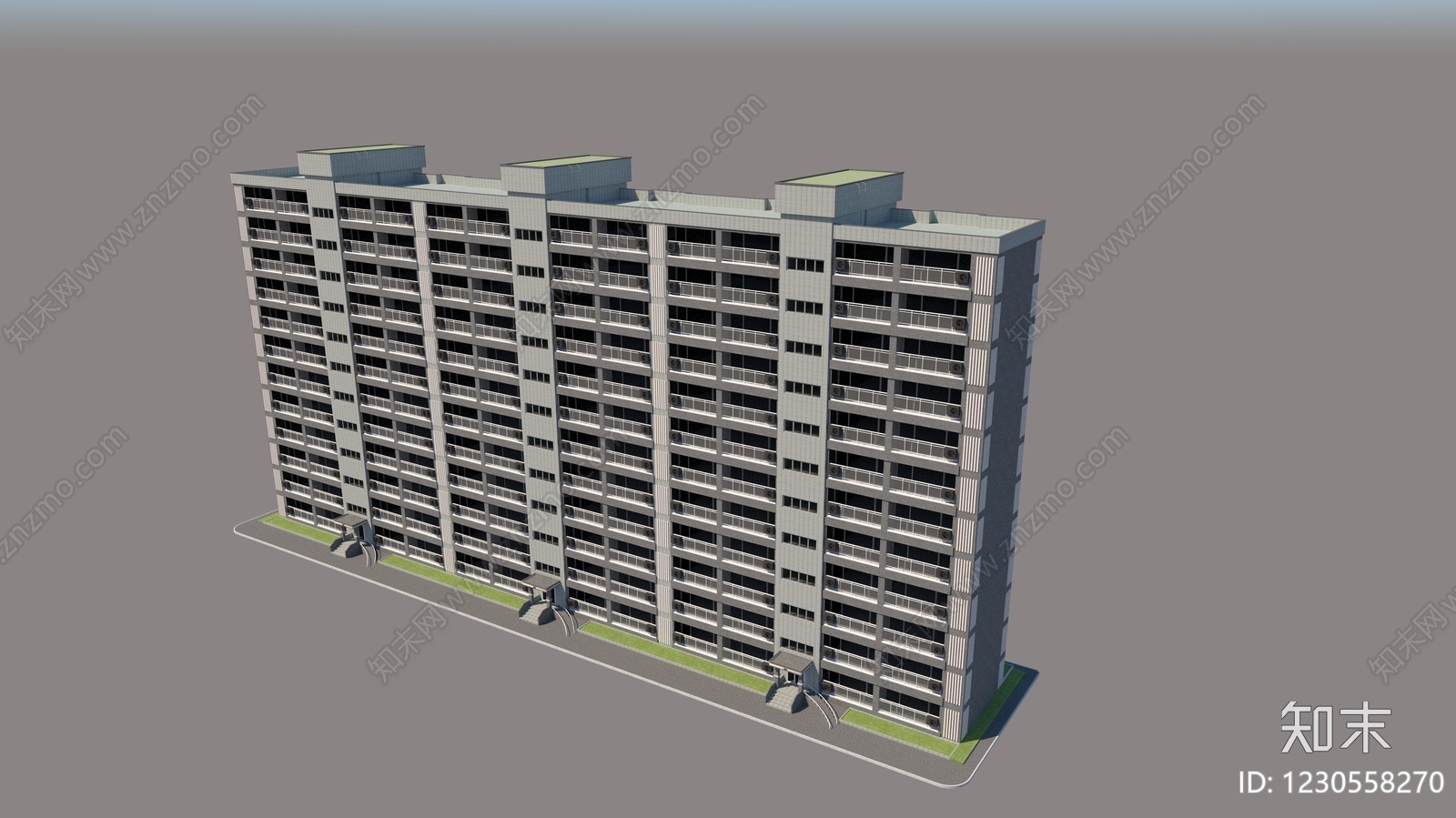 现代主义小高层住宅楼SU模型下载【ID:1230558270】