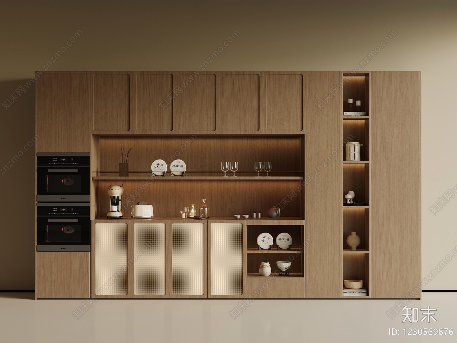 原木风餐边柜3D模型下载【ID:1230569676】