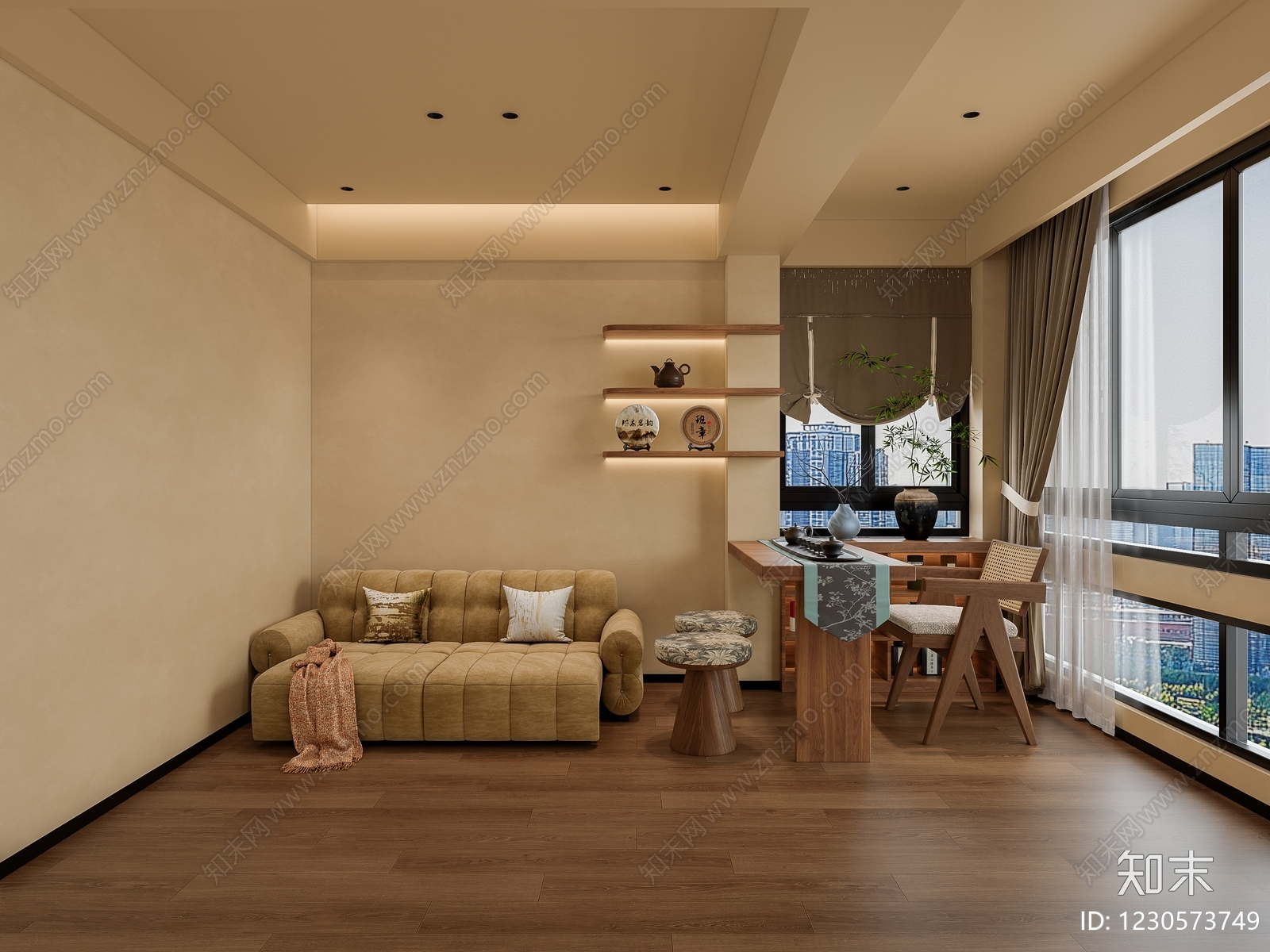 新中式茶室SU模型下载【ID:1230573749】