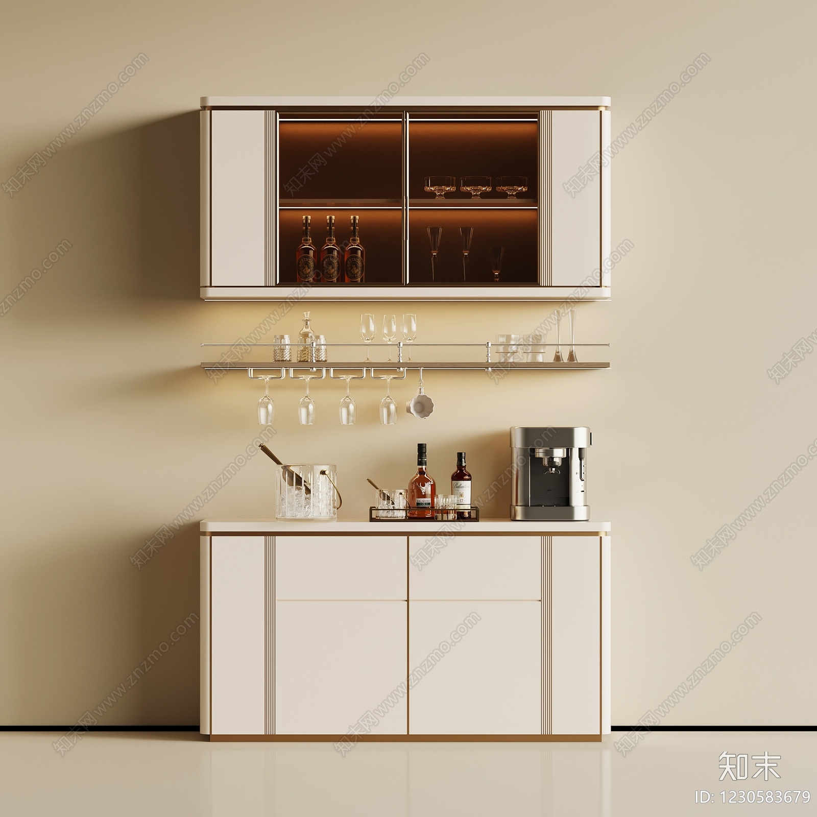 轻奢酒柜SU模型下载【ID:1230583679】