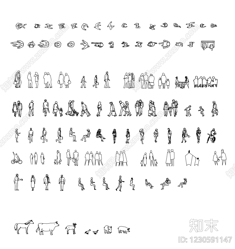 综合人物动物图库CAD图纸