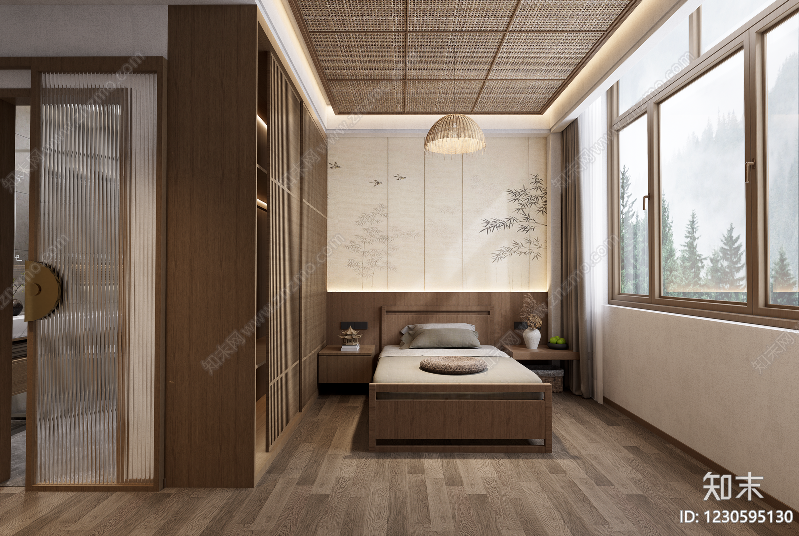 新中式酒店客房SU模型下载【ID:1230595130】
