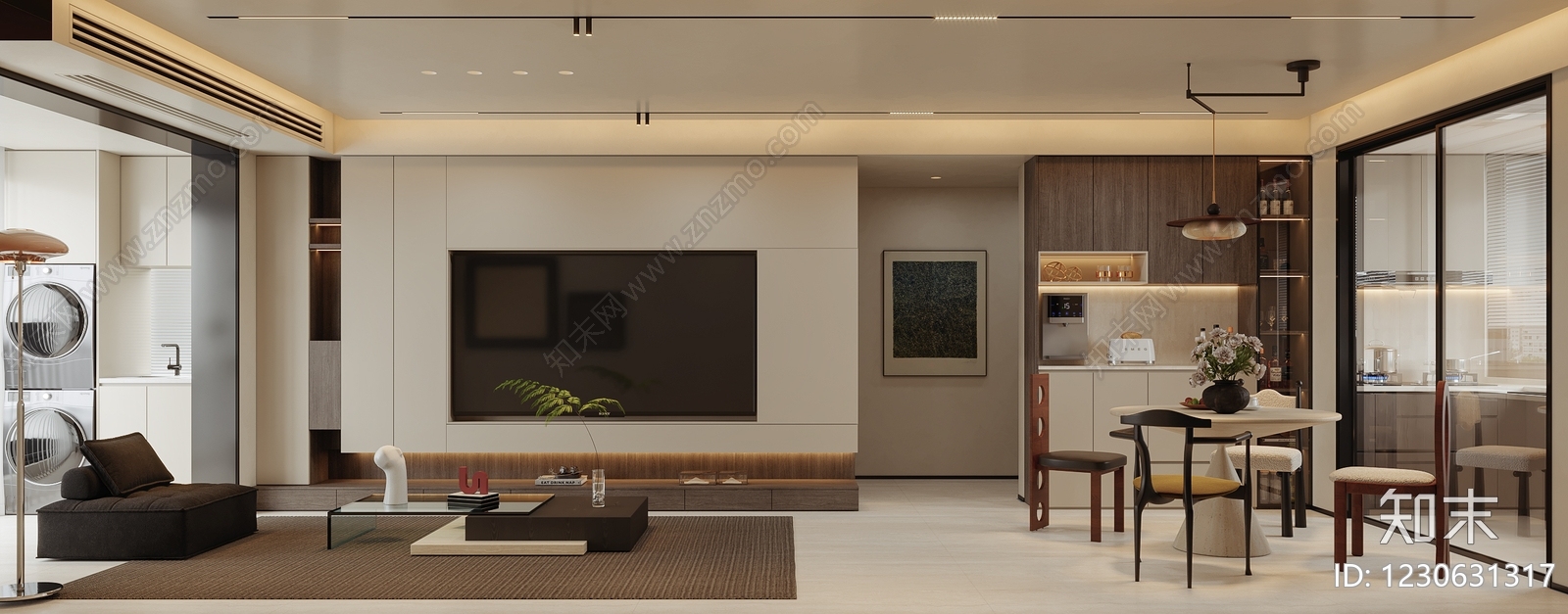 现代简约客餐厅3D模型下载【ID:1230631317】