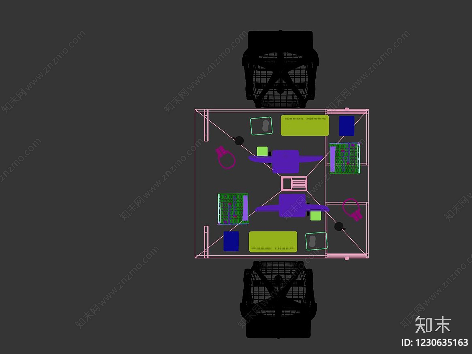 现代简约办公桌椅3D模型下载【ID:1230635163】